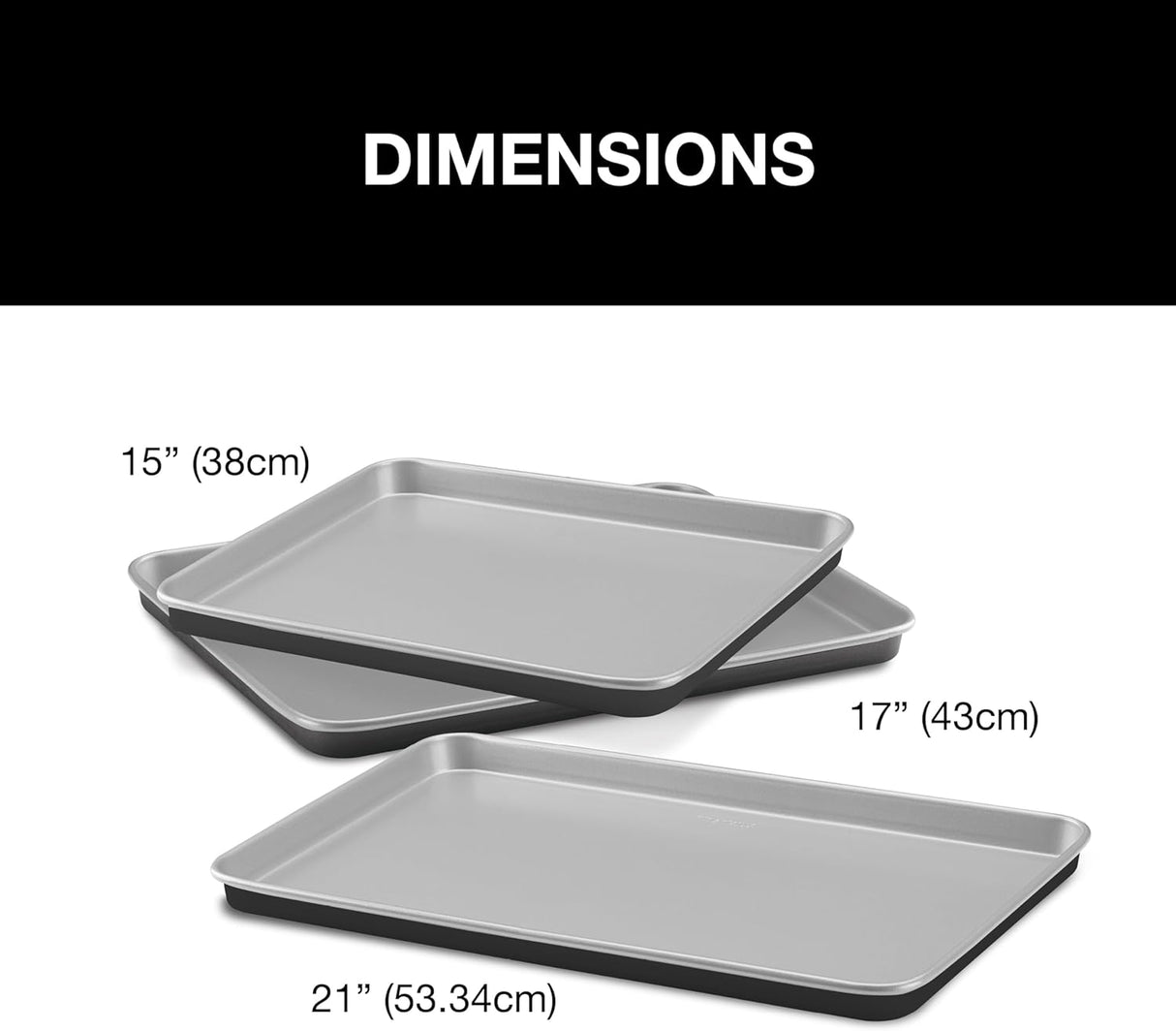 Cuisinart non-stick Baking Sheets: 3-pack (21”, 17” & 15”), Chef's Classic™ series, heavy gauge steel construction | AMB-3BSC