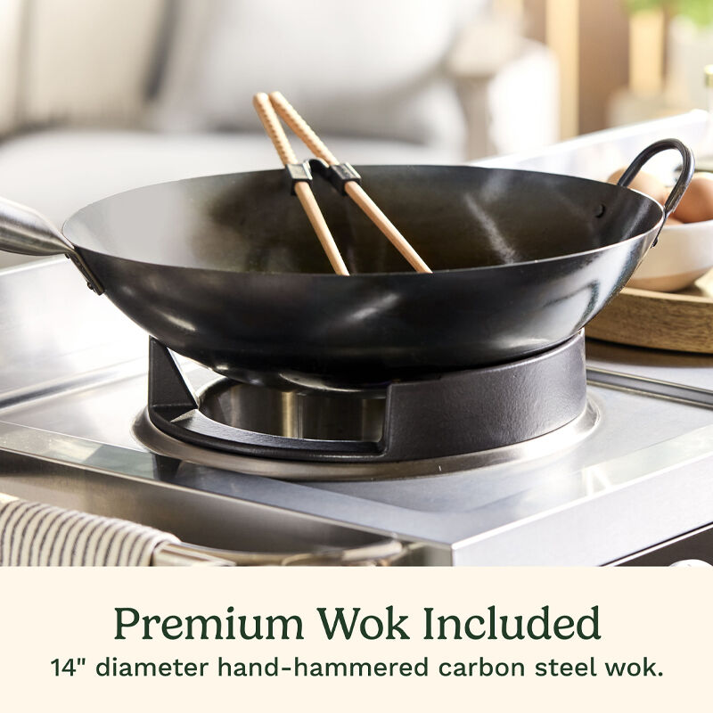 Cuisinart Outdoor Wok Station | CGG-1265C | 50,000 BTU Propane Burner, includes 14" Round Bottom Carbon Steel Wok