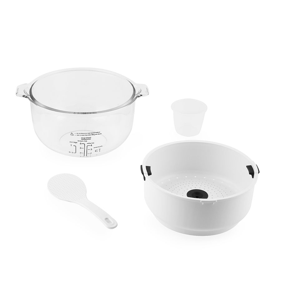 Aroma Rice Cooker: 4 cup, glass body, with SmartCarb | AMC-800