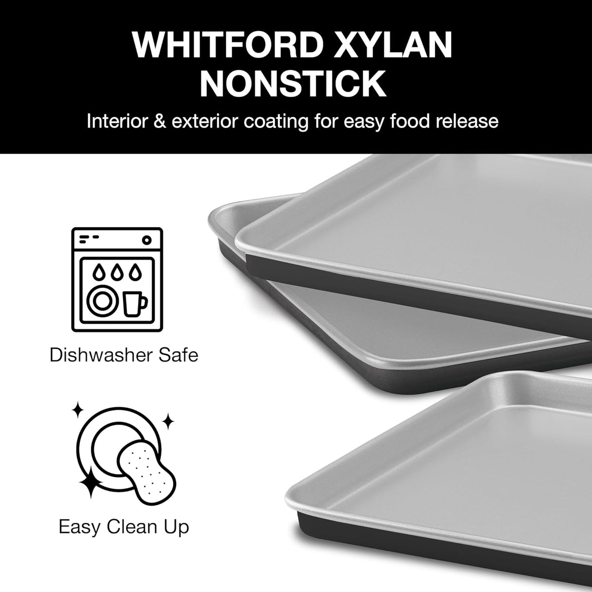 Cuisinart non-stick Baking Sheets: 3-pack (21”, 17” & 15”), Chef's Classic™ series, heavy gauge steel construction | AMB-3BSC