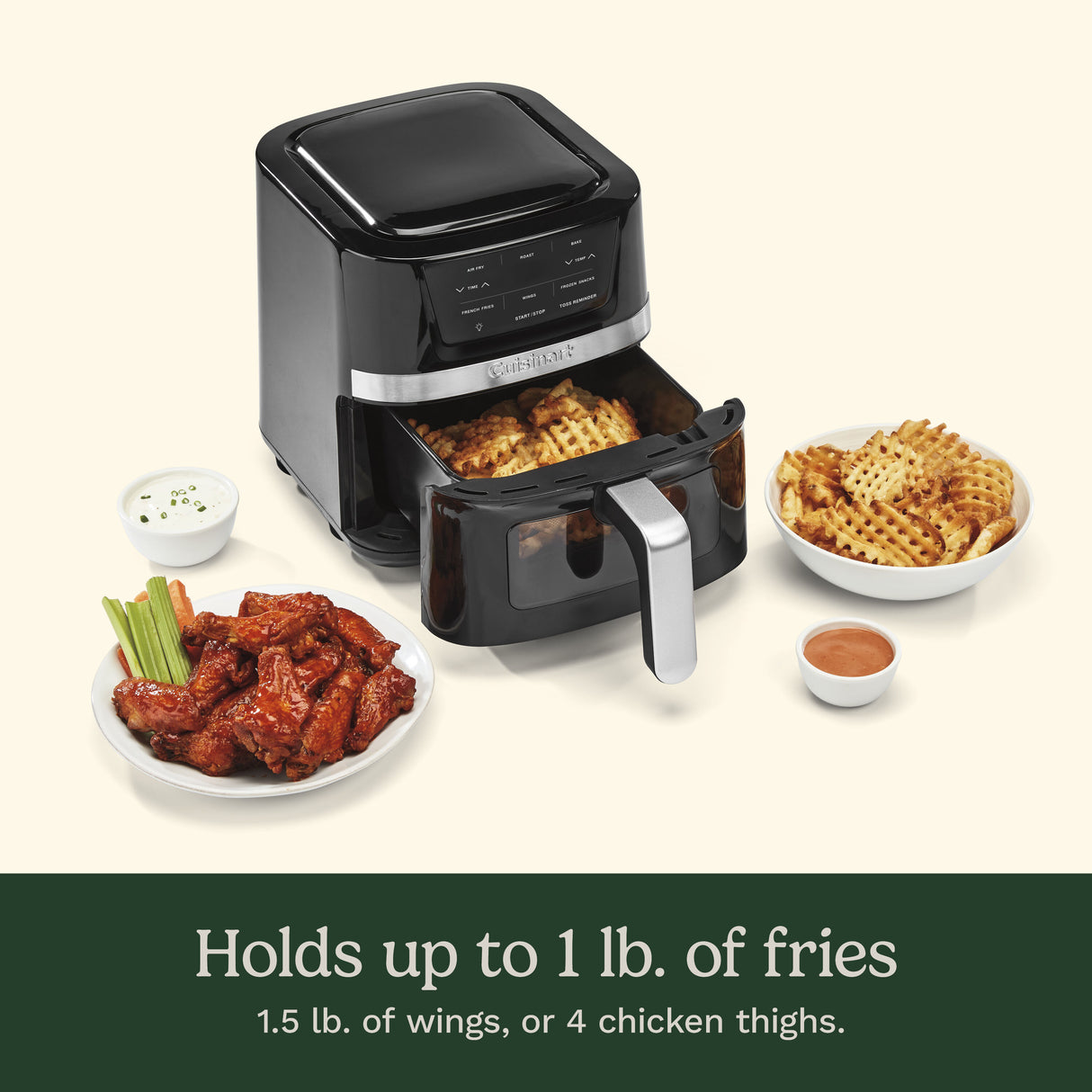 Cuisinart Basket Air Fryer | AIR-80C | 2.6-Quart (1.5 L), 1100W, digital display with 3 air-fry presets