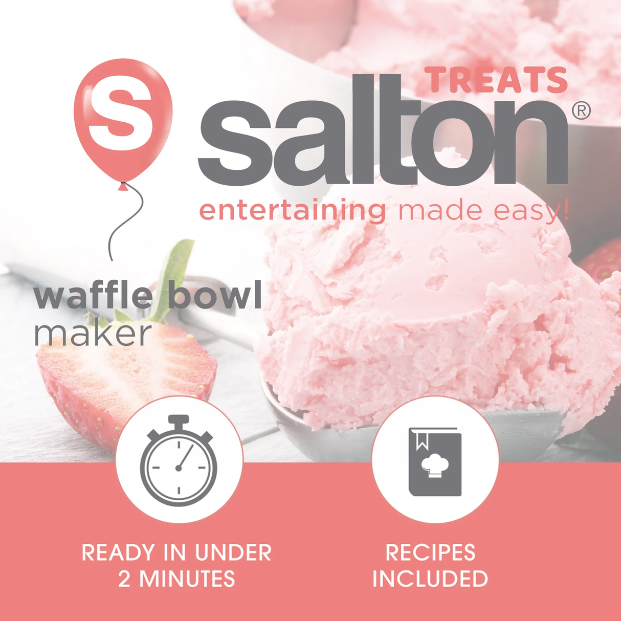 Salton Waffle Bowl Maker: 520W, red | WM-1907
