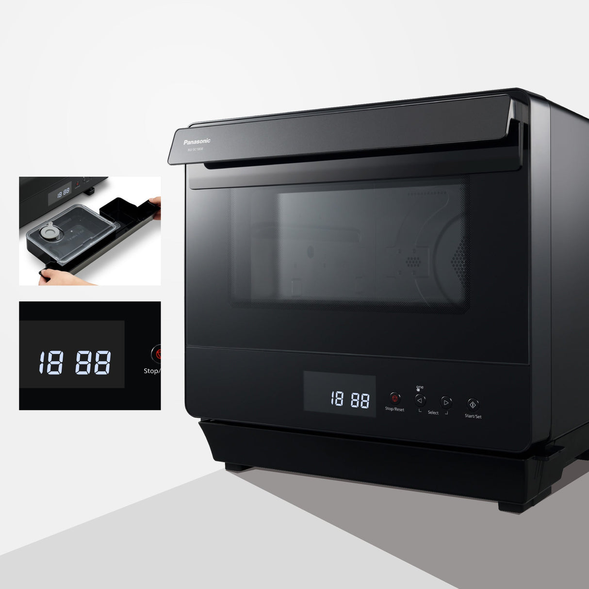 Panasonic Steam Convection Oven: 0.71 cu.ft, 20L, 2-in-1, black | NC-SC180B