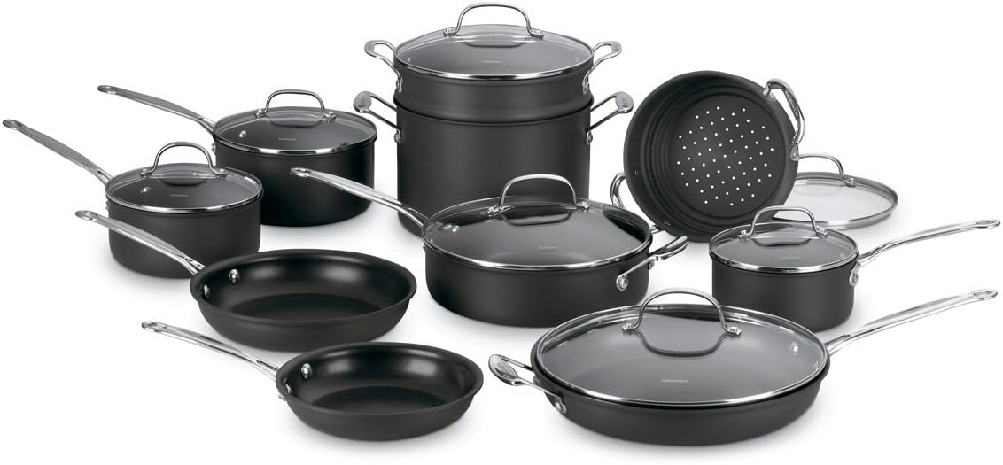 Cuisinart Chef's Classic Non-Stick Hard Anodized, 17 Piece Set, Black | 66-17