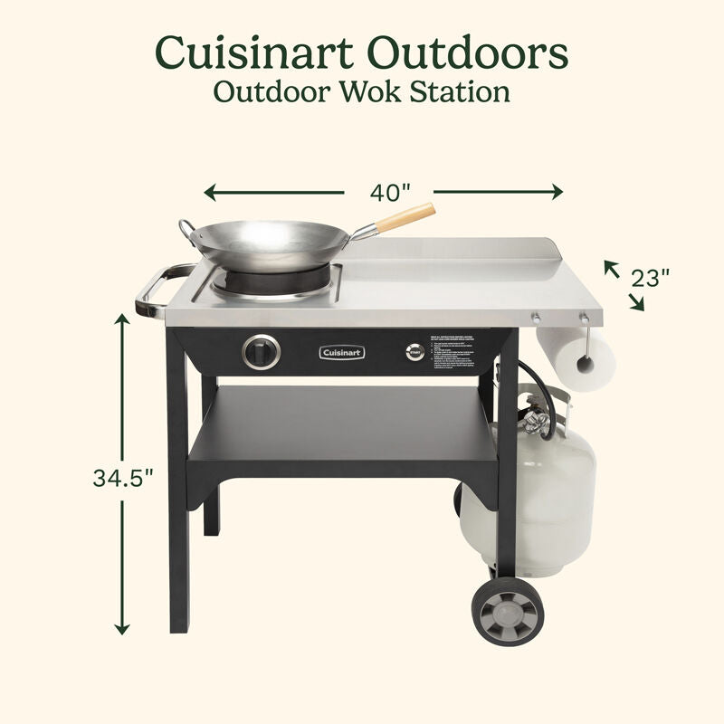 Cuisinart Outdoor Wok Station | CGG-1265C | 50,000 BTU Propane Burner, includes 14" Round Bottom Carbon Steel Wok