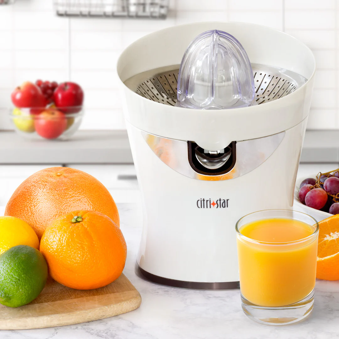 Tribest CitriStar Citrus Juicer: 50W, s/s screen & spout, interchangeable reams, white | CS-1000-A