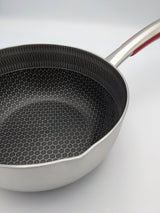 SUS Hybrid Sauce Pan: 18cm with s/s Steamer and glass lid | BC-HW18SPG+S