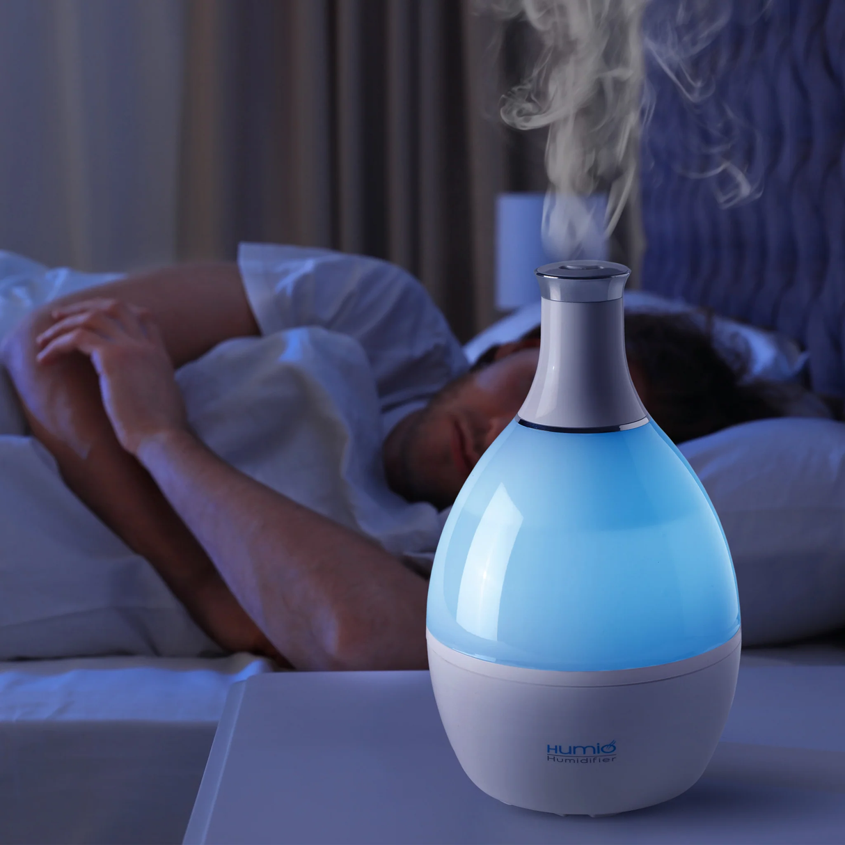 Tribest Humio Ultrasonic Humidifier with Night Lamp: cool mist, essential oil diffuser, white | HU-1020-A