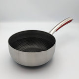 SUS Hybrid Sauce Pan: 18cm with s/s Steamer and glass lid | BC-HW18SPG+S