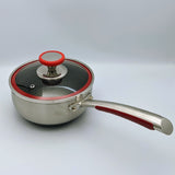 SUS Hybrid Sauce Pan: 18cm with s/s Steamer and glass lid | BC-HW18SPG+S