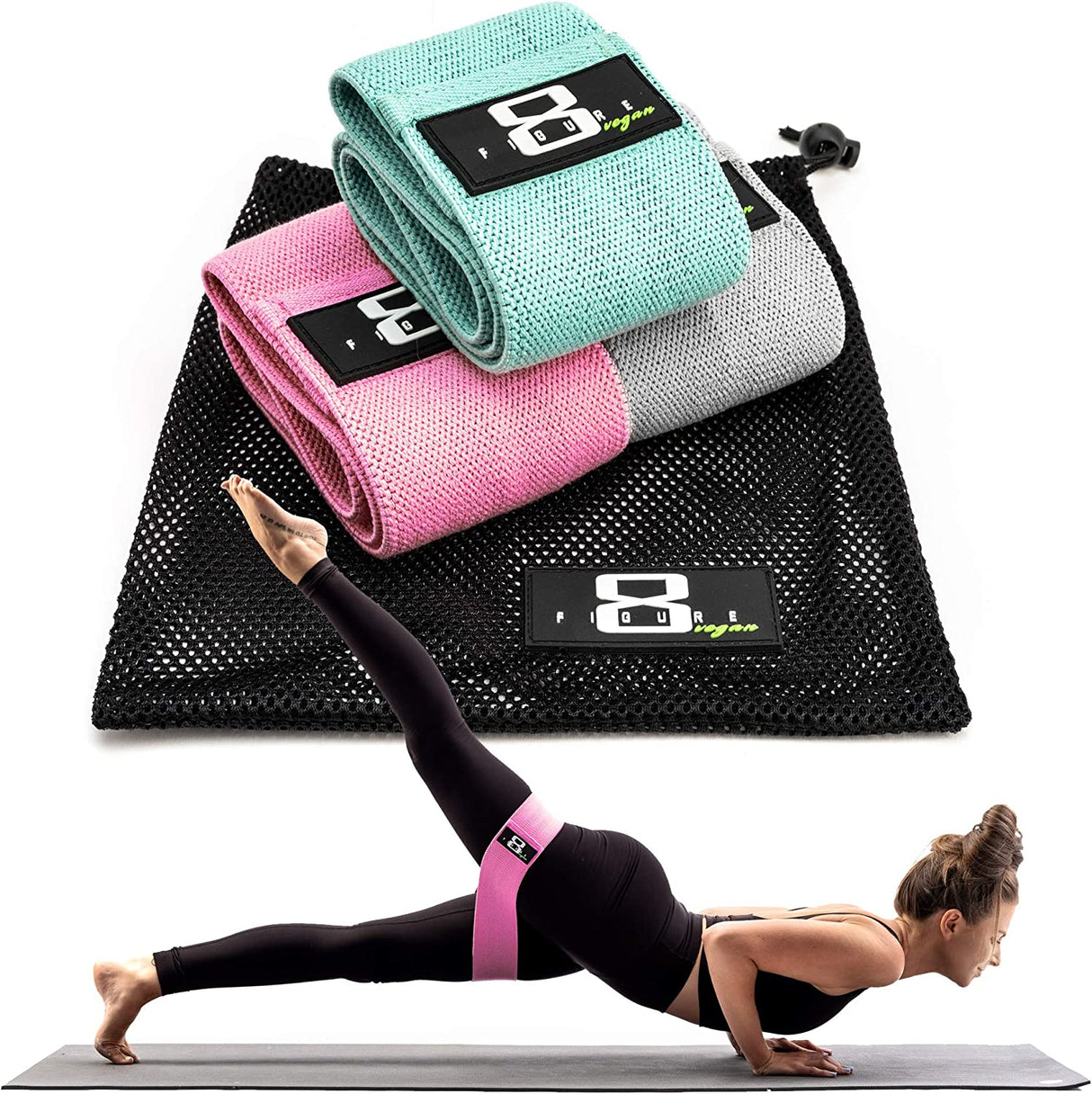 Figure 8 F8-Bands 3 pcs Workout Resistance Bands Set With Carry Bag