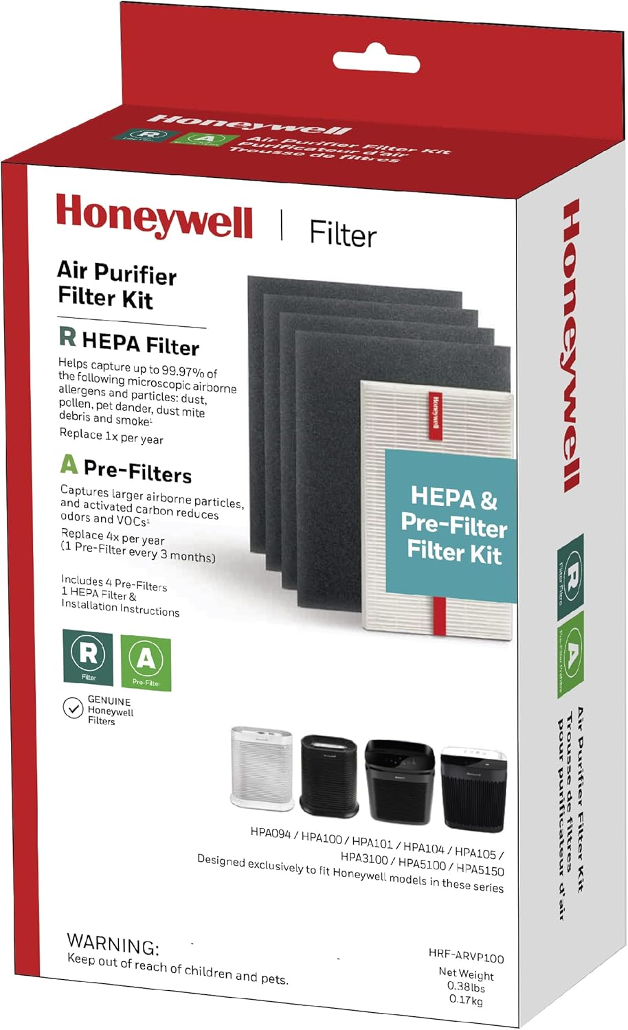 Honeywell replement Filter Kit: Type A x 4 + R x 1 | HRFARVP100