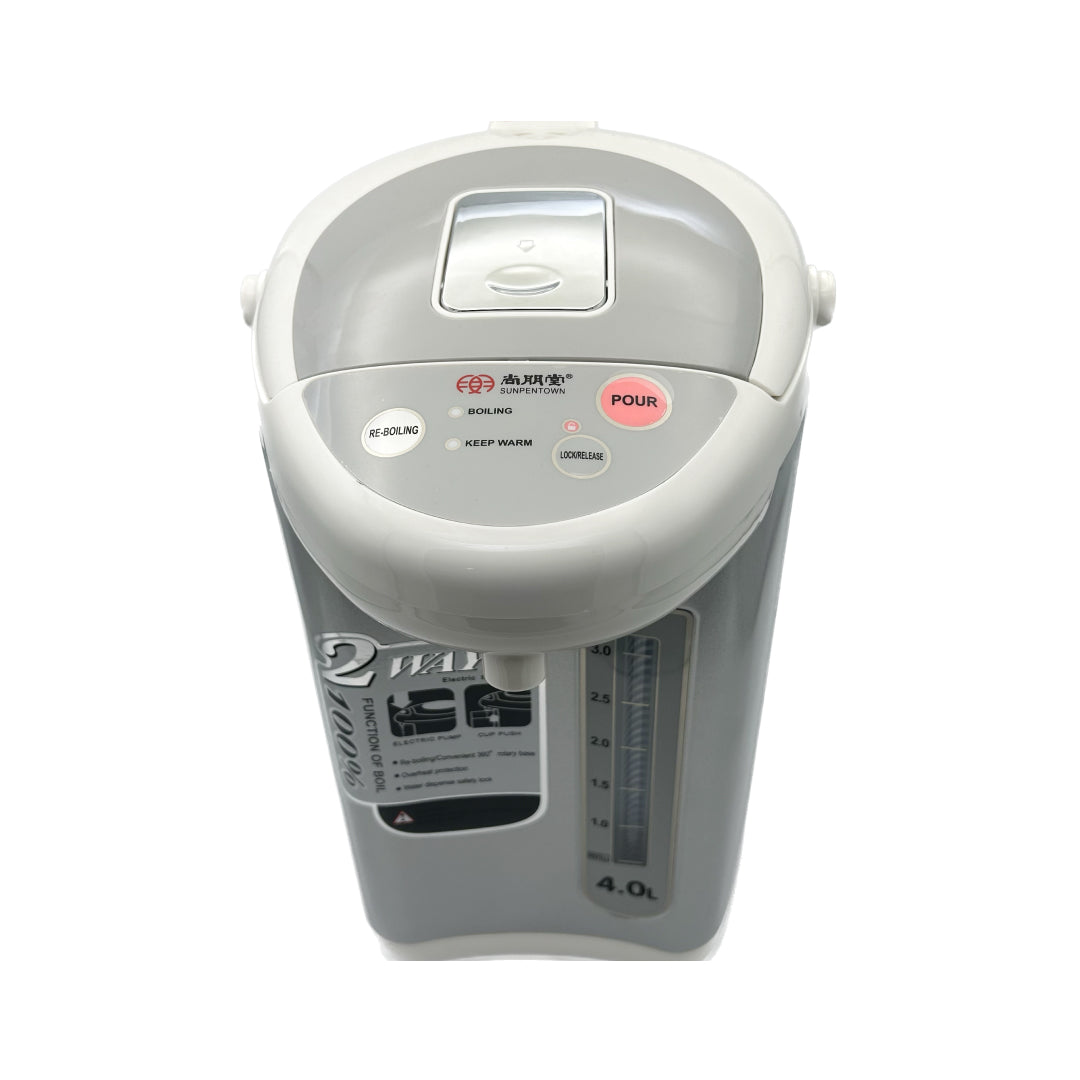 Sunpentown Hot Water Pot: 4.0L, silver | SP-4000