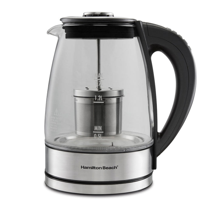 Hamilton Beach Kettle: 1.7L, variable temperature with removable Tea Infuser, glass & s/s | 40942C