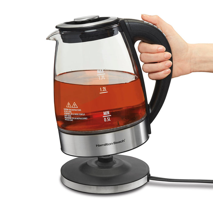 Hamilton Beach Kettle: 1.7L, variable temperature with removable Tea Infuser, glass & s/s | 40942C