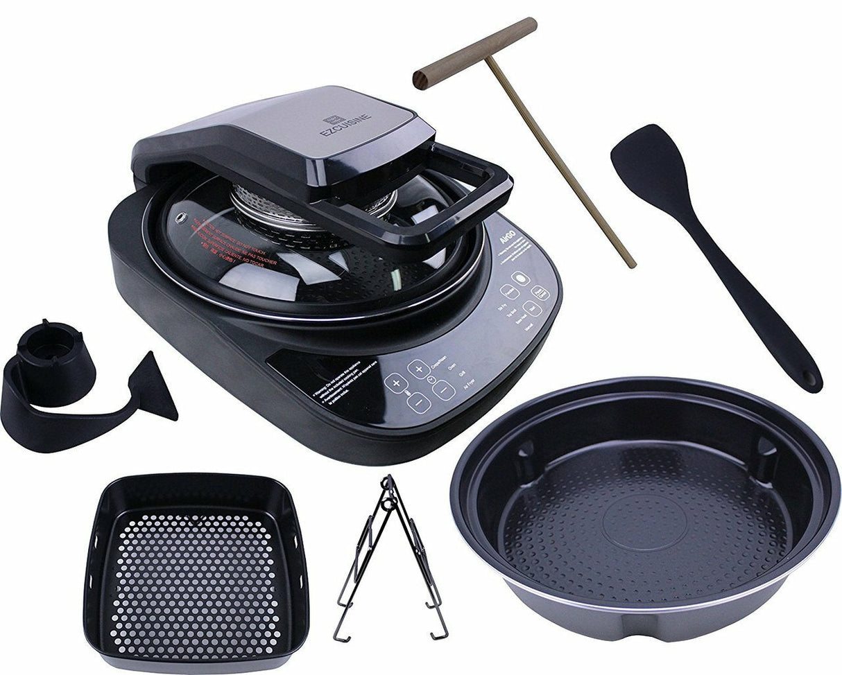 AirGO 5-in-1 Cooking System |AP360| Crepe/Naan Maker, Mini-Oven, Indoor Grill, Air Fryer, Robotic Stir Fryer