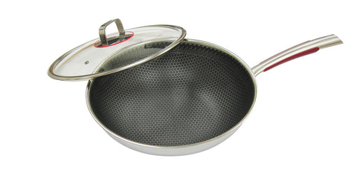 BC-HW32G | Laser Etched Hybrid non-stick 3-ply stainless steel Wok