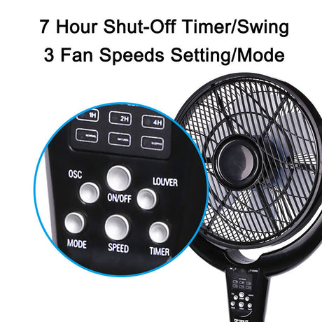 F-7508 | Optimus Louver Fan 14'' pedestal remote LED timer
