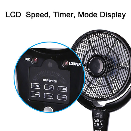 F-7508 | Optimus Louver Fan 14'' pedestal remote LED timer
