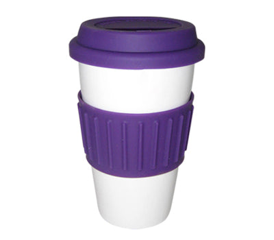 BCC-09 | Healthy Bear Double Wall Insulated Ceramic Cups with Silicone Lid and Grip 
