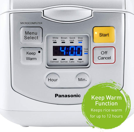 Panasonic Rice Cooker |SR-ZC075W| 4-cup, Microcomputer Controlled, Stainless & White